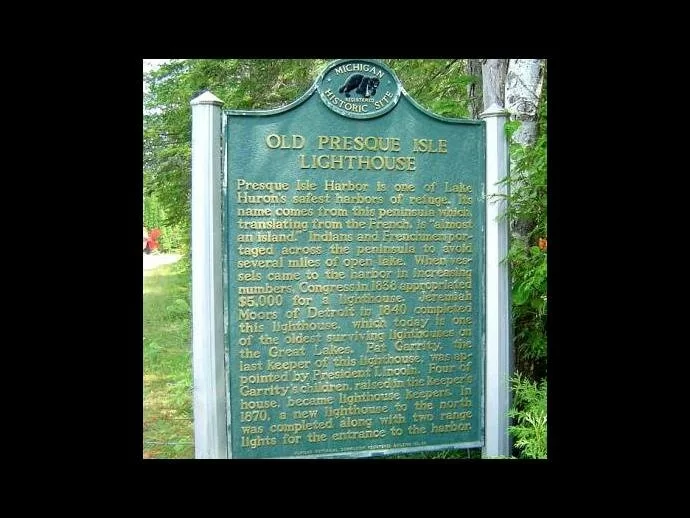 Historical marker for Old Presque Isle Lighthouse...
