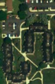 The haunted apartment complex from the air.
