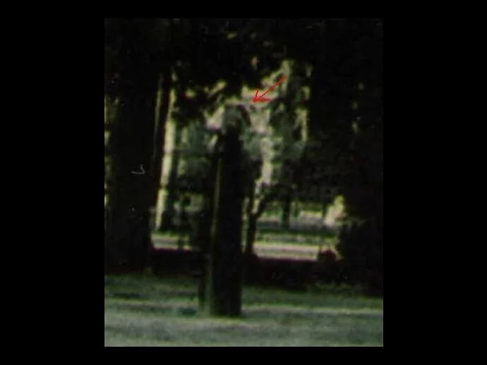 Close-up of the ghostly image. Is this a ghost behind the marker? 