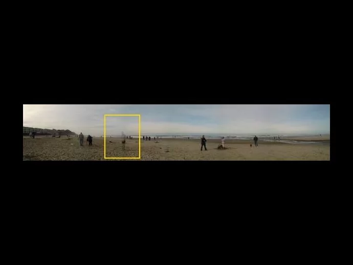 If this were a lengthened exposure, the others walking on the beach would likely be see-through, as well...