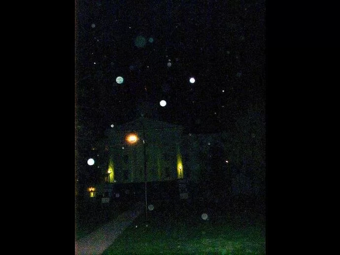 Orbs at Gettysburg? Notice the different colors, flash reflection of some of them and the cross-hatching (typical of pollen).