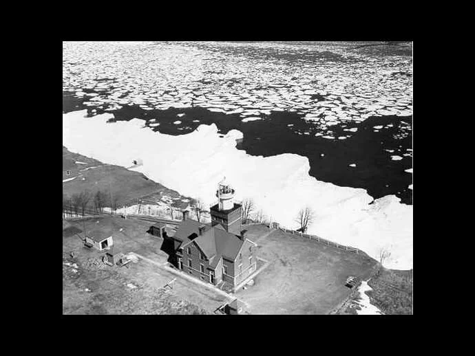 An old US Coast Guard photograph of the haunted Big Bay Point Light