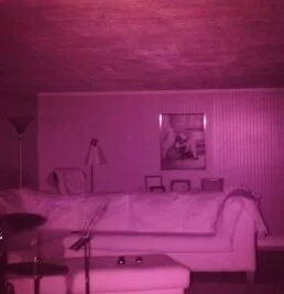 How a dark room looks under Infrared lighting through the eye of a full spectrum camera.