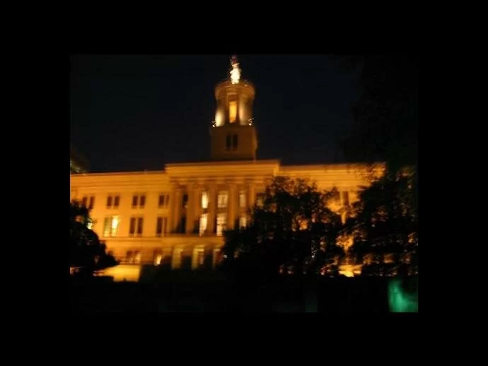 The Tennessee State Capitol building located in Nashville has a green anomaly in front of it.