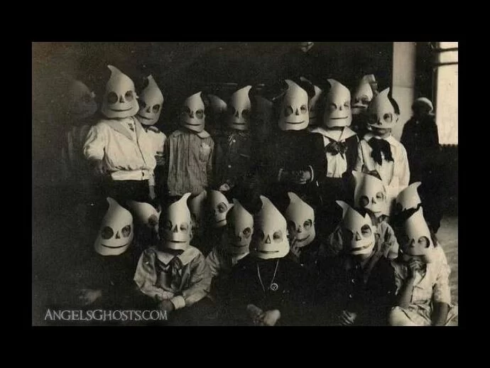Over a hundred years ago, handmade paper ghost masks provided quite a scare!