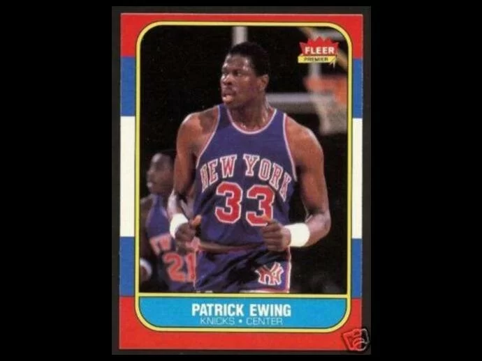 Comparison image of how the Patrick Ewing sports card should look: