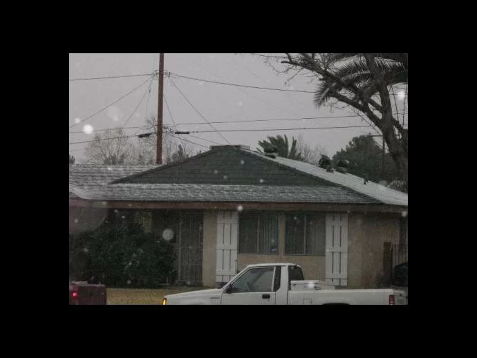 Judy Powells sent us this picture example of snow falling in front of the camera.