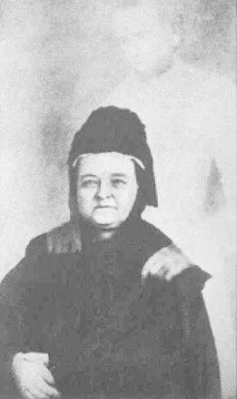Mary Todd Lincoln with the spirit of her husband, Abraham, behind her...